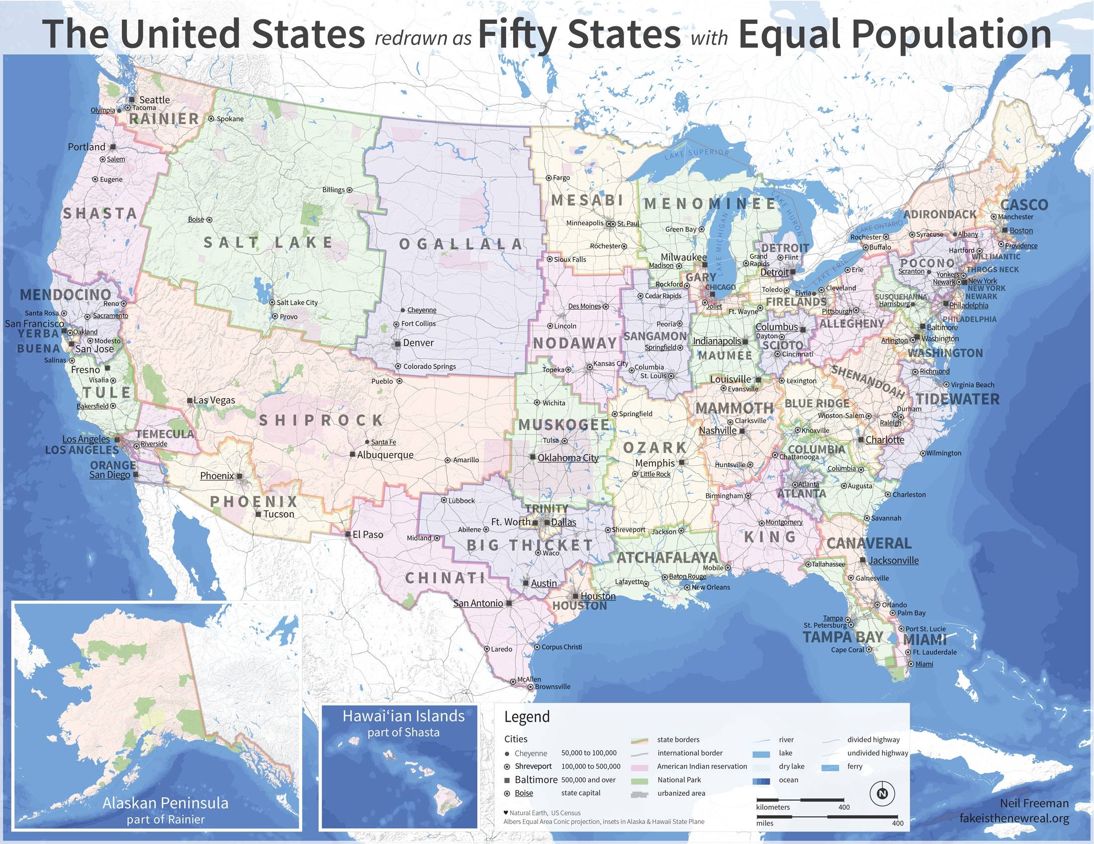 Los Estados Unidos de igual población (2012)
