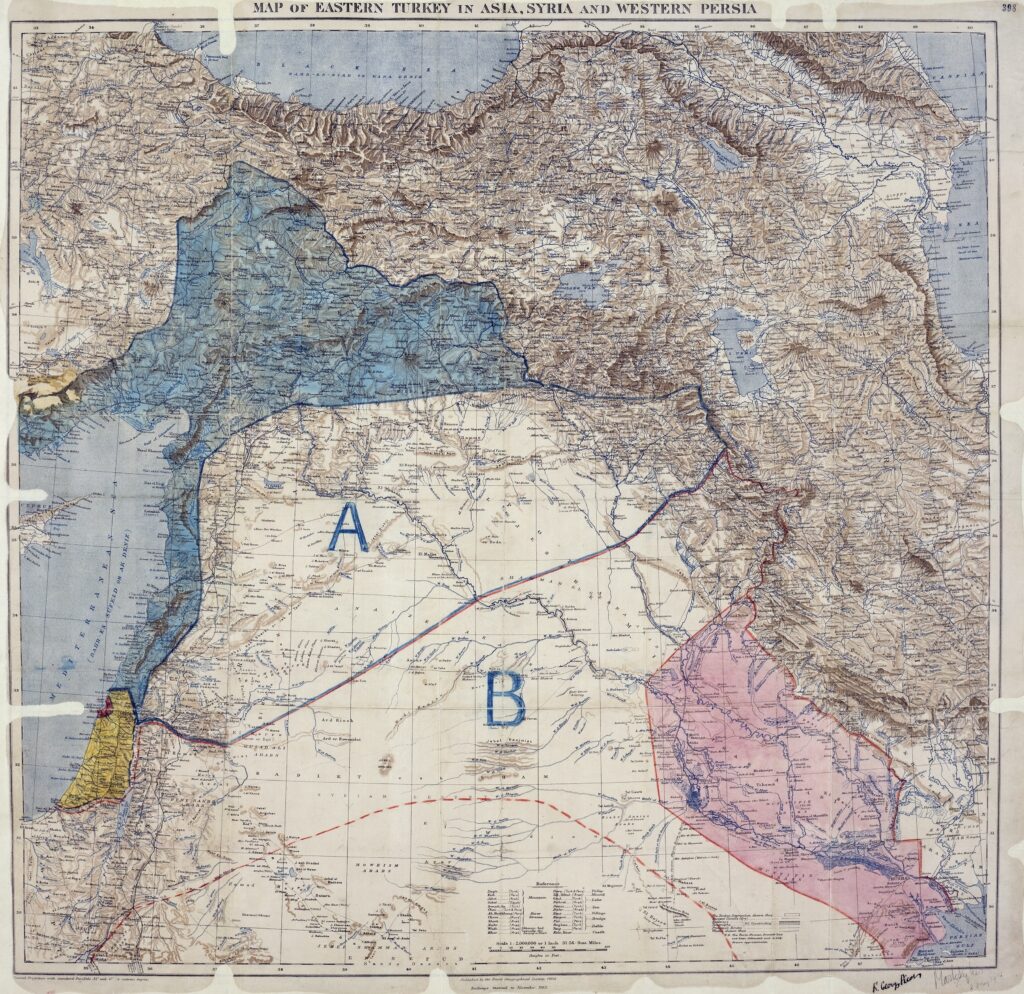Mapa del acuerdo Sykes-Picot (1916)