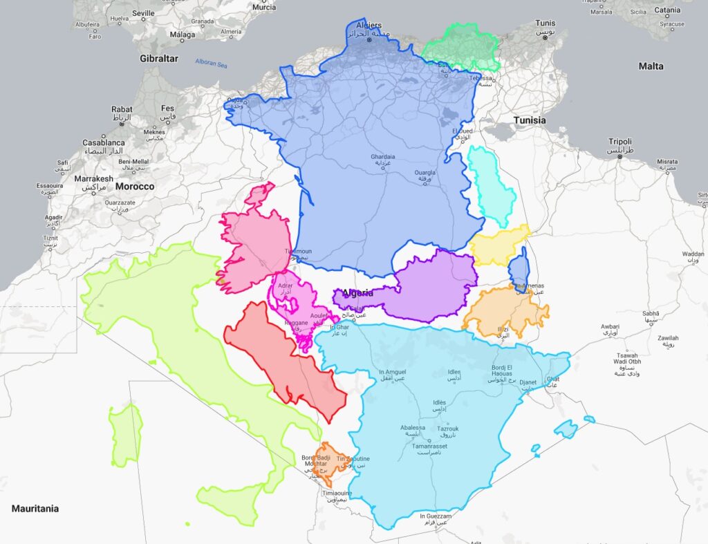 El tamaño comparado de Argelia (2023)
