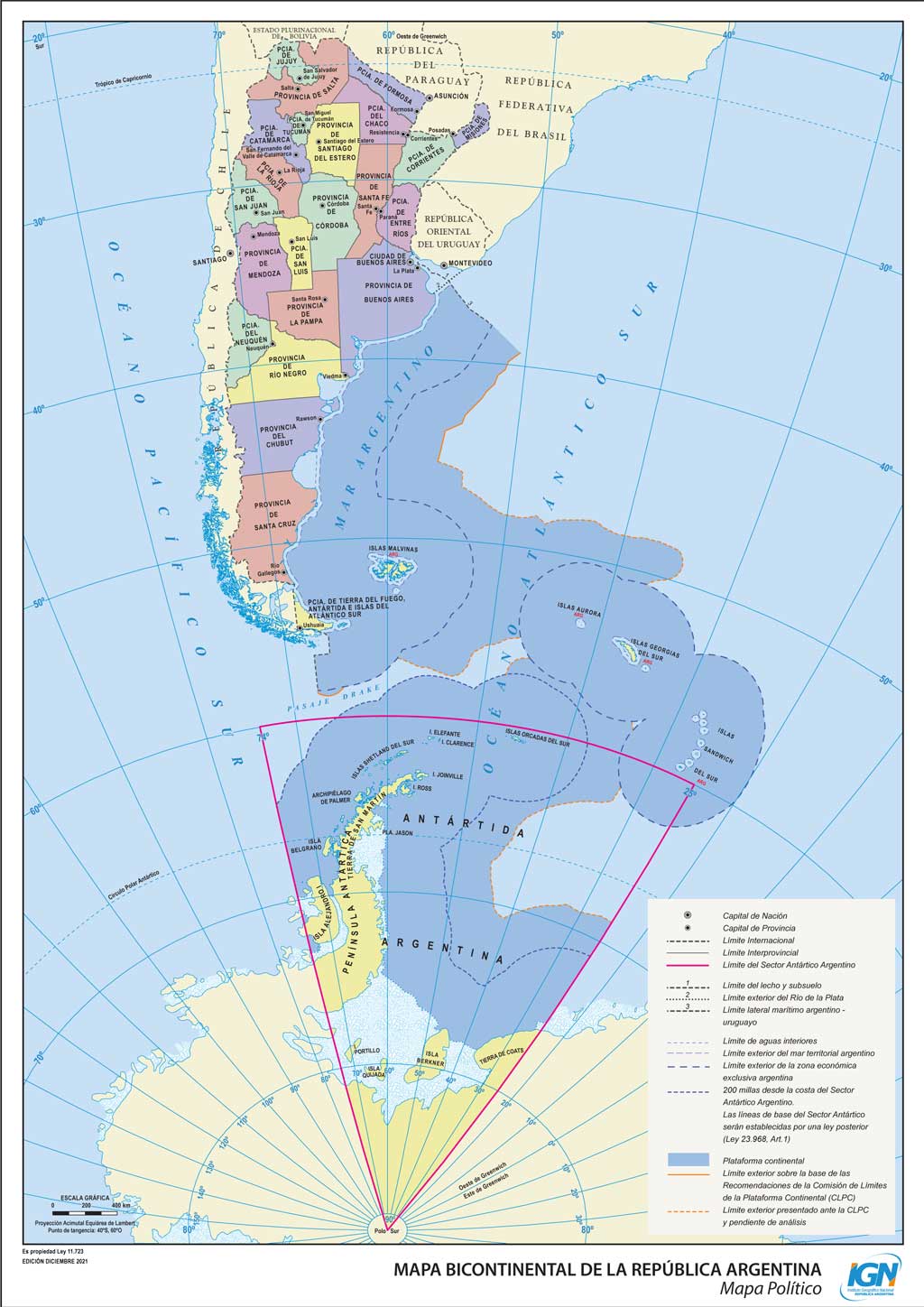 Mapa bicontinental de la República Argentina (2021)