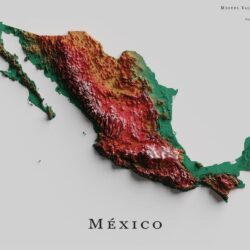 Mapa de relieve de México, por Miguel Valenzuela (2021)