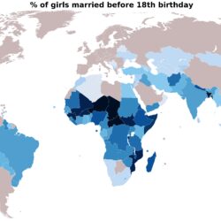 Mapa del matrimonio infantil en el mundo (2019)