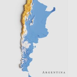 Mapa de relieve de Argentina, por Miguel Valenzuela (2021)