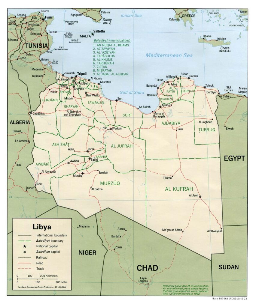 Mapa Político de Libia (1993)