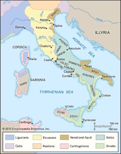 Mapa de los pueblos de Italia (500 a.C.)