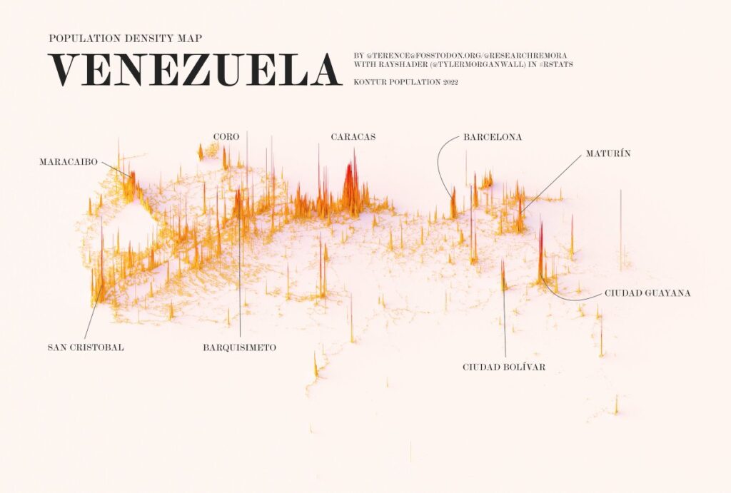 Densidad de población de Venezuela (2022)