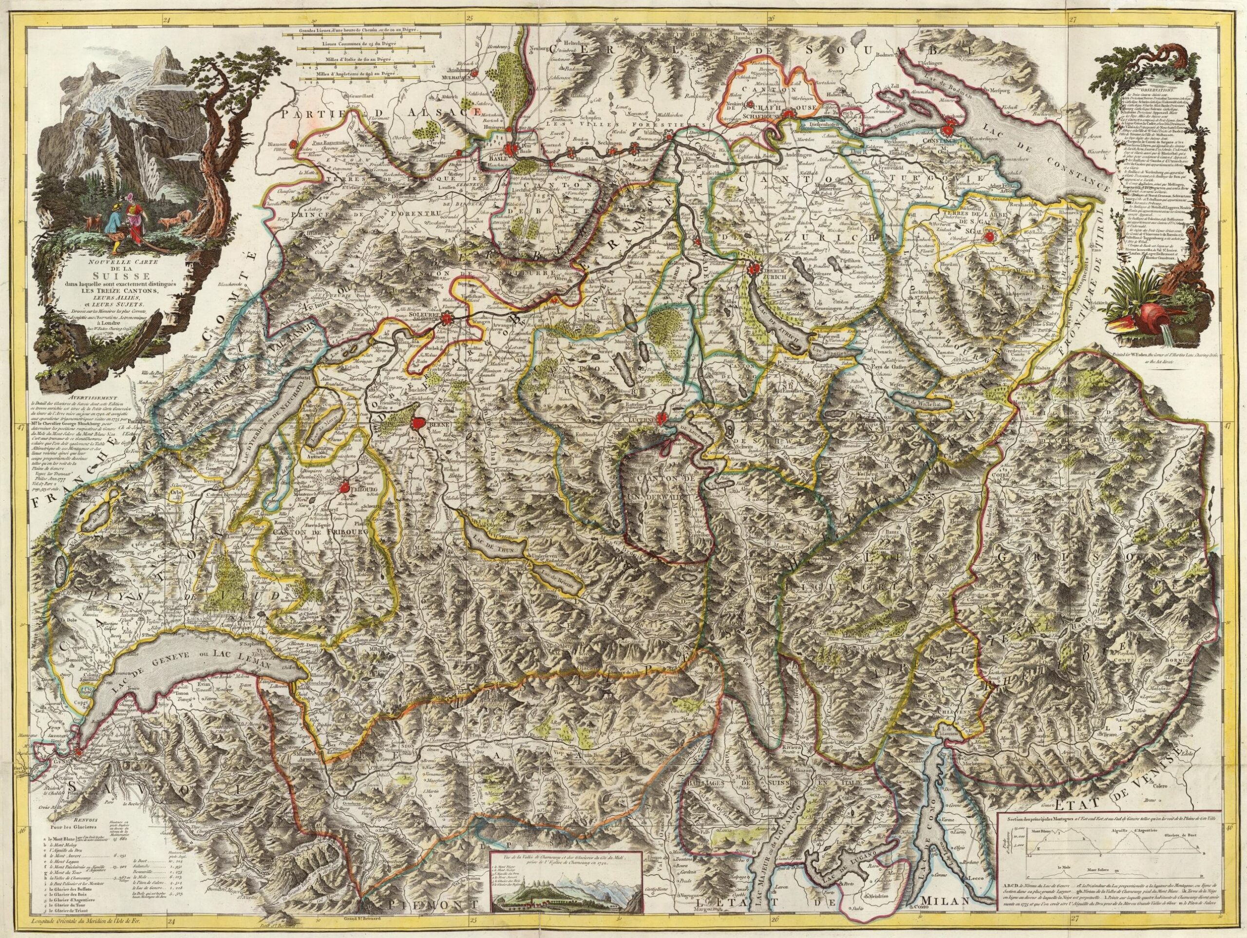 Los trece cantones de Suiza (1799)