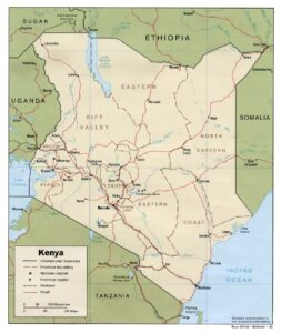 Mapa político de Kenia (1988)