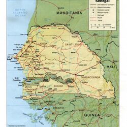 Mapa físico y político de Senegal (1989)