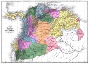 Map of Gran Colombia and its departments (1824)