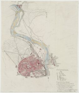 Hand-drawn map of Salamanca (1812)
