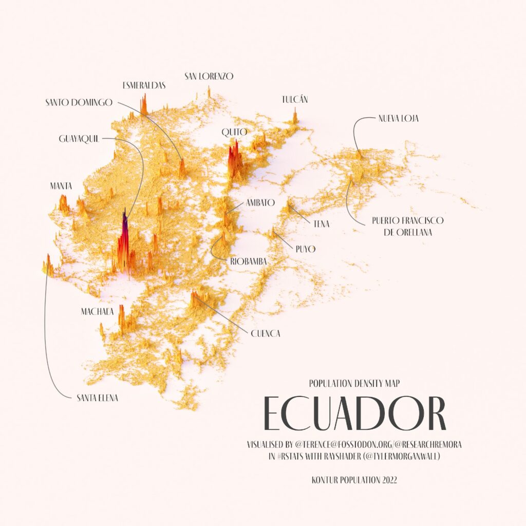 Densidad de población de Ecuador (2022)