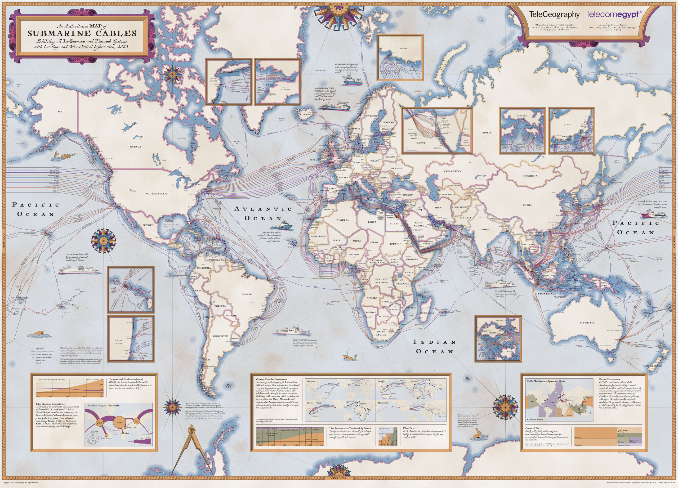 Mapa del cableado submarino mundial (2023)