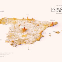 Densidad de población de España, sin Canarias (2022)