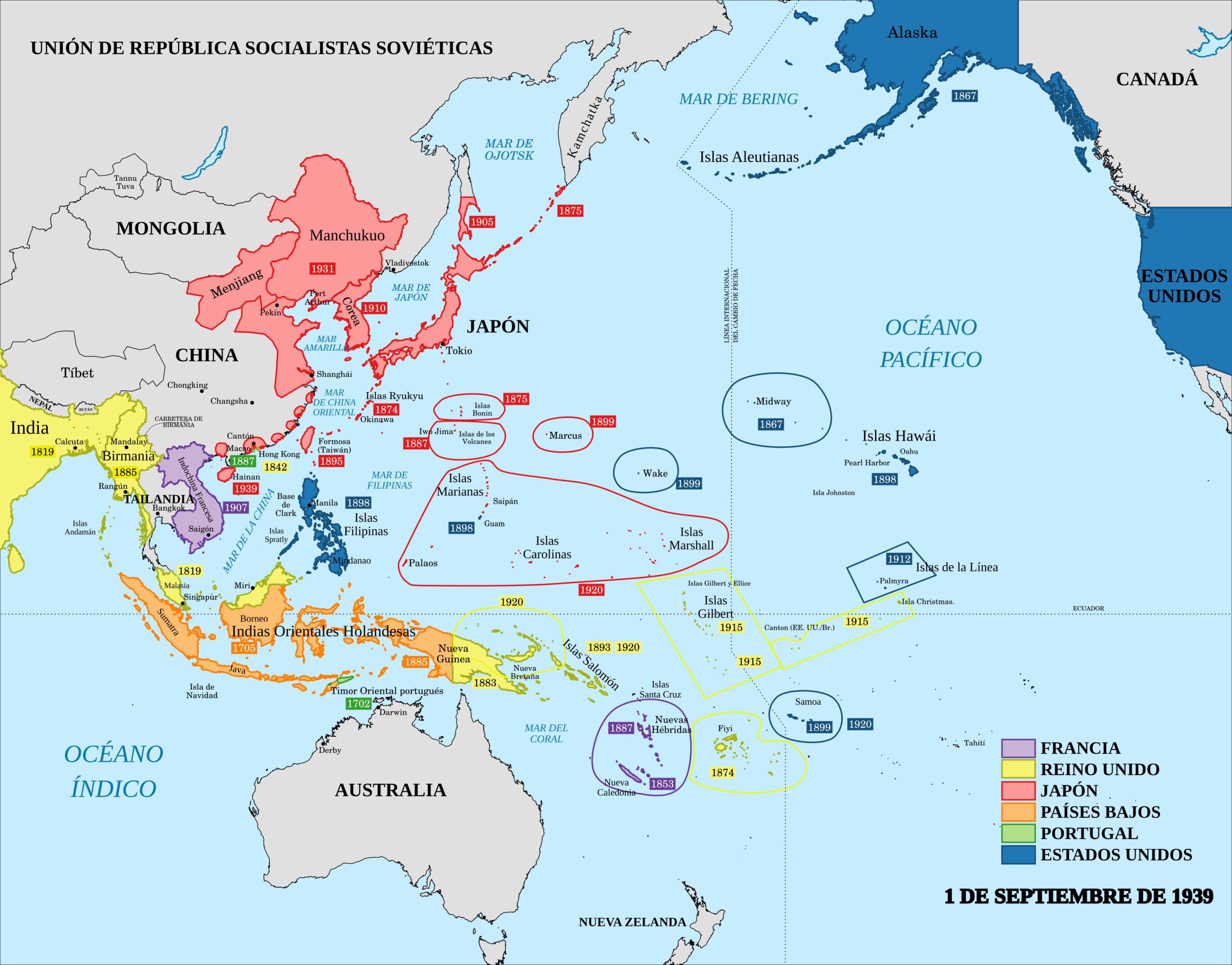 Los poderes imperiales del Océano Pacífico (1939)