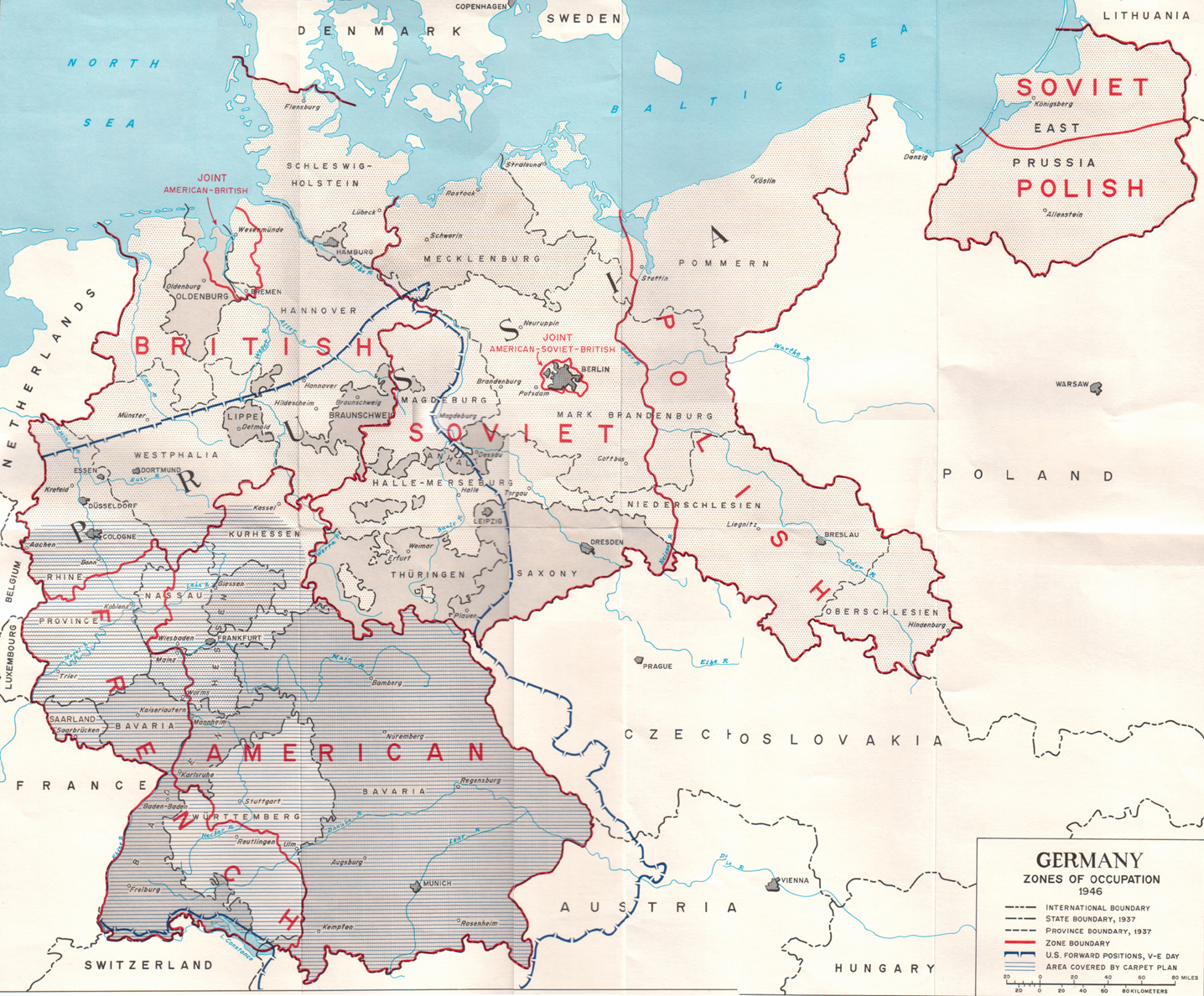 Mapa de la partición de Alemania (1946)