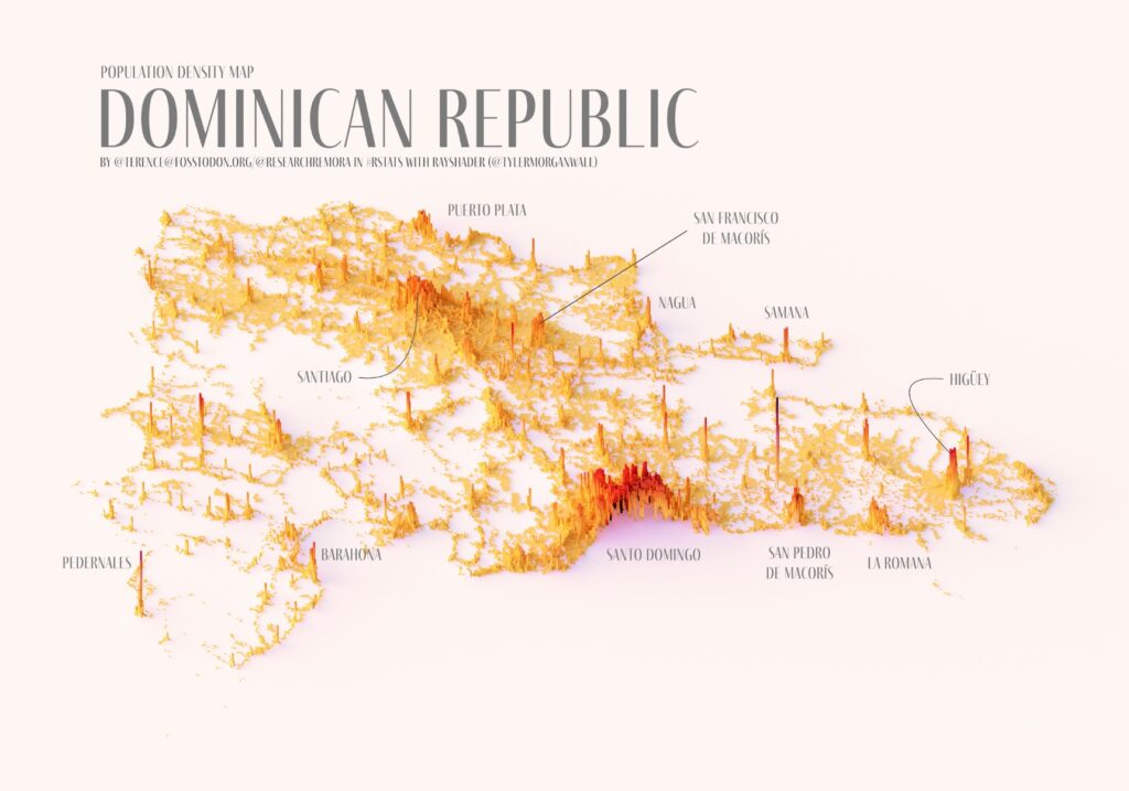 Densidad de población de la República Dominicana (2023)