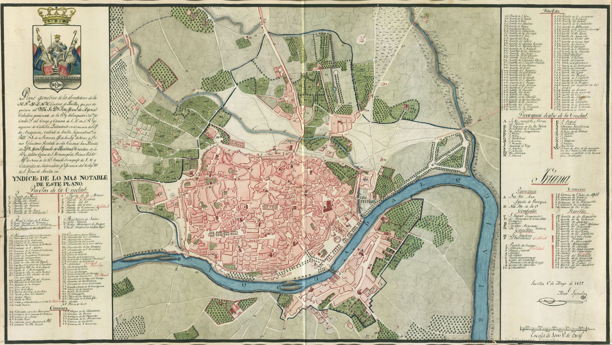 Plano de Sevilla y alrededores (1827)