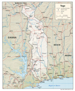Physical and political map of Togo (2007)
