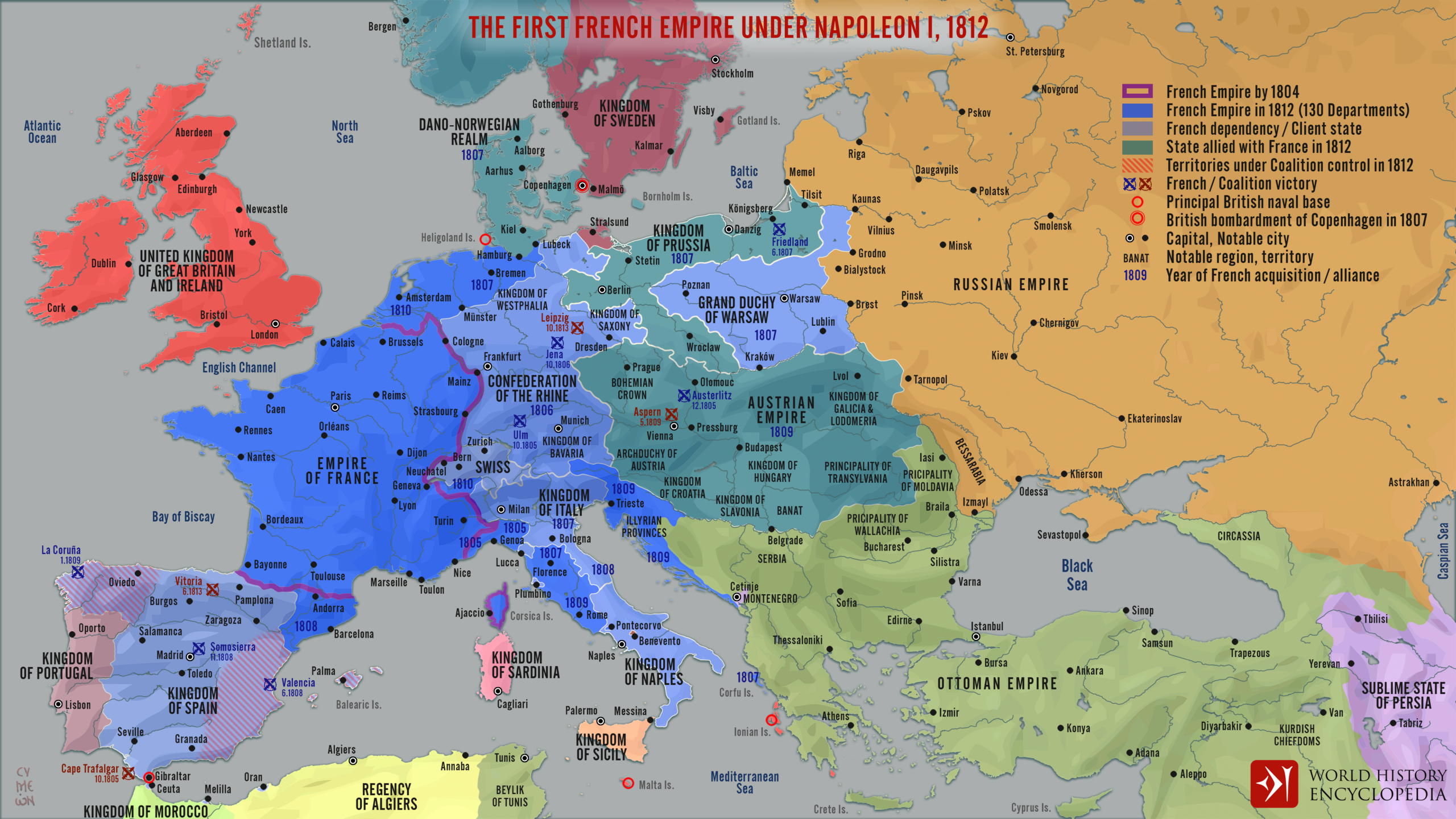 Expansión y apogeo del Imperio Napoleónico (1812)