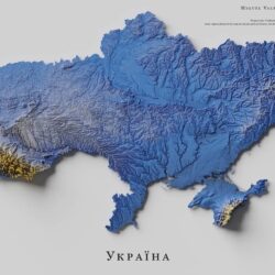 Mapa de relieve de Ucrania, por Miguel Valenzuela (2021)