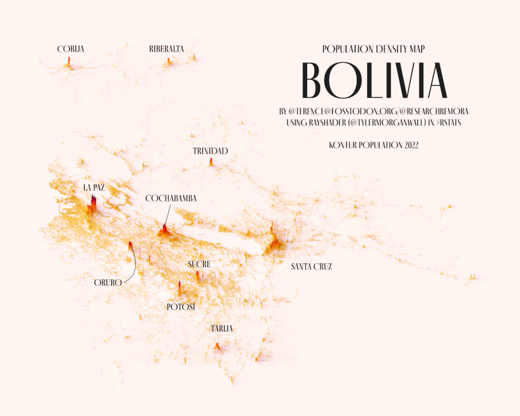 Densidad de población de Bolivia (2023)