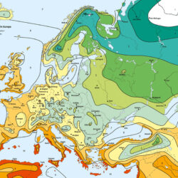 Mapa de las temperaturas mínimas de Europa (2001)