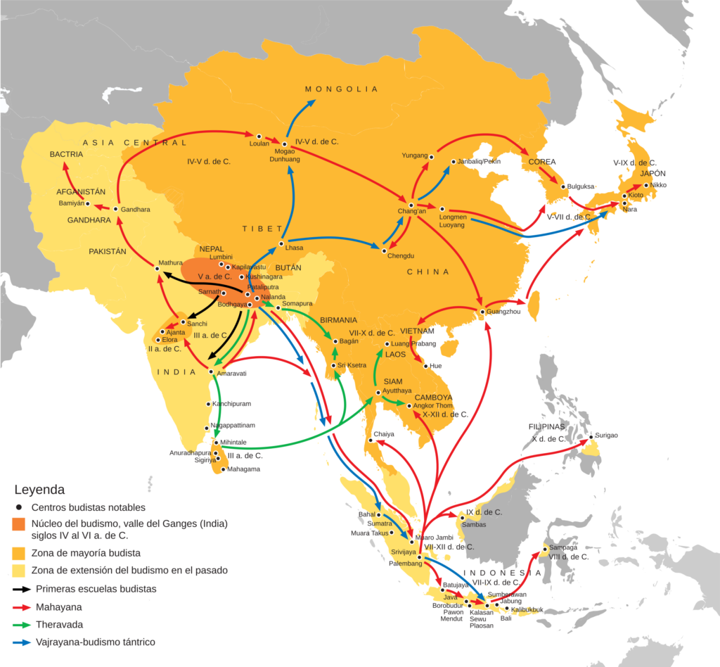Expansión del budismo por Asia (2014)