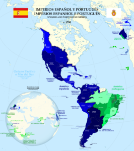 Extensión de los imperios Español y Portugués (1790)