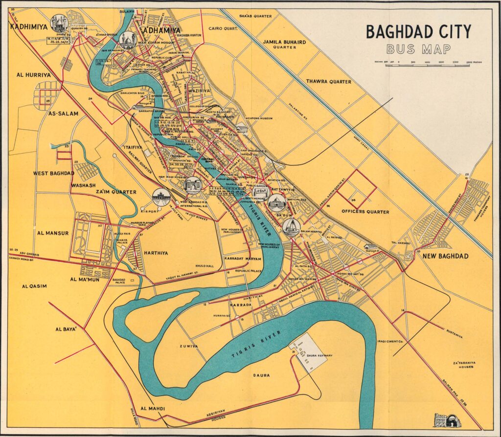 Mapa de autobuses de Bagdad (1961)