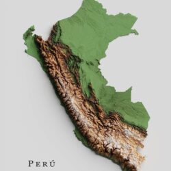 Mapa de relieve de Perú, por Miguel Valenzuela (2021)