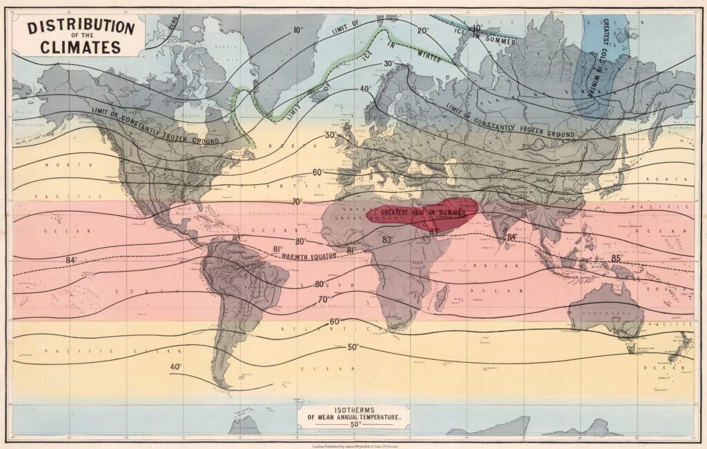 Distribución de los climas del mundo (1862)