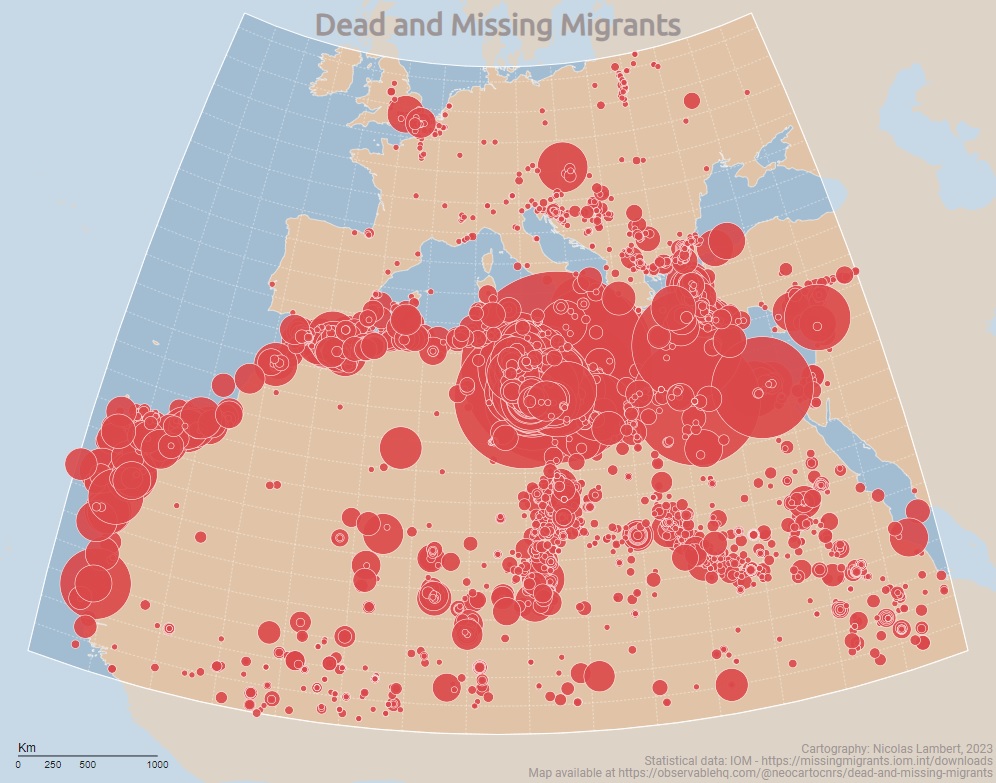 Migrantes muertos y desaparecidos en Europa y norte de África (2014 - 2023)