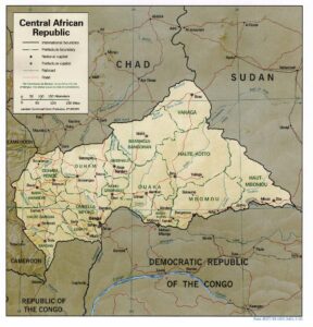 Physical and political map of the Central African Republic (2001)