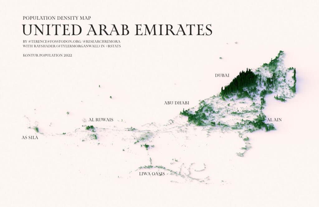 Densidad de población de Emiratos Árabes Unidos (2023)