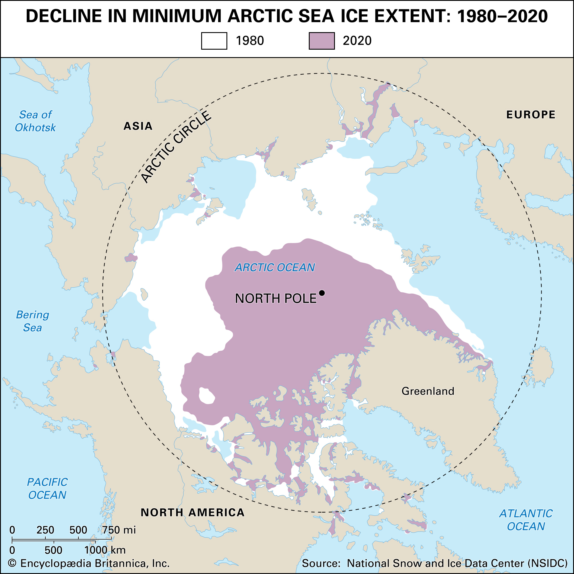 Extensión de la banquisa del océano Ártico (1980 – 2020)