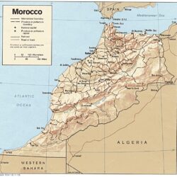 Mapa físico y político de Marruecos (1979)