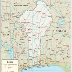 Mapa físico y político de Benín (2007)