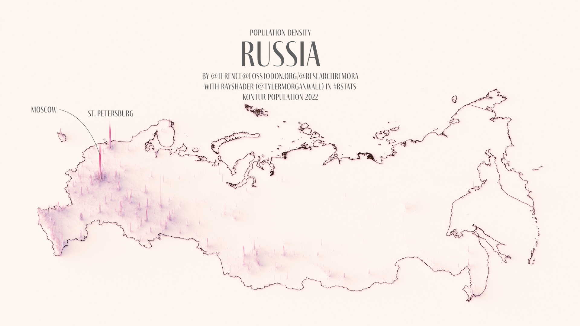 Densidad de población de Rusia (2023)