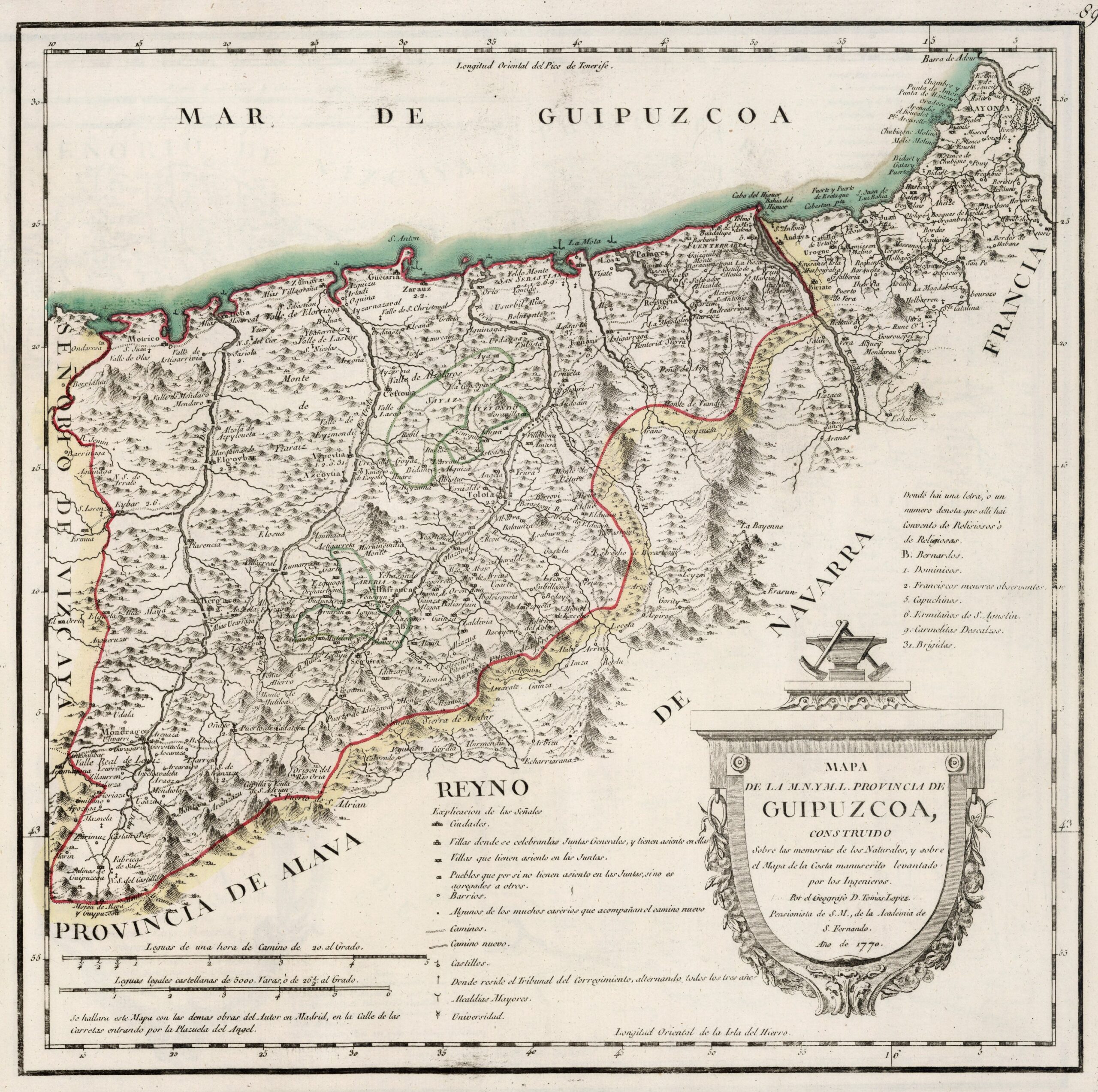 Mapa de la provincia de Guipúzcoa (1770)