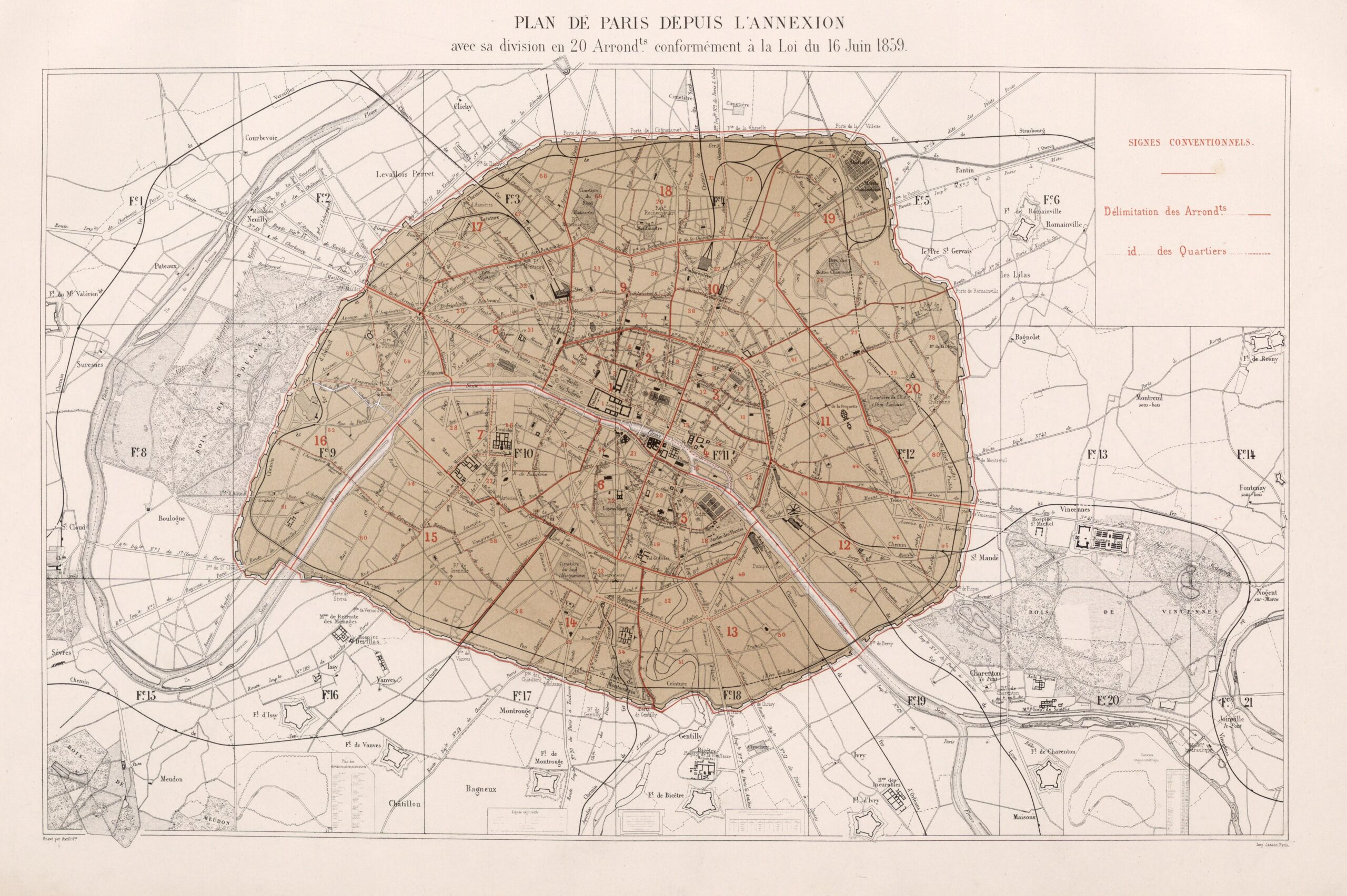 Plan de París tras la anexión (1859)
