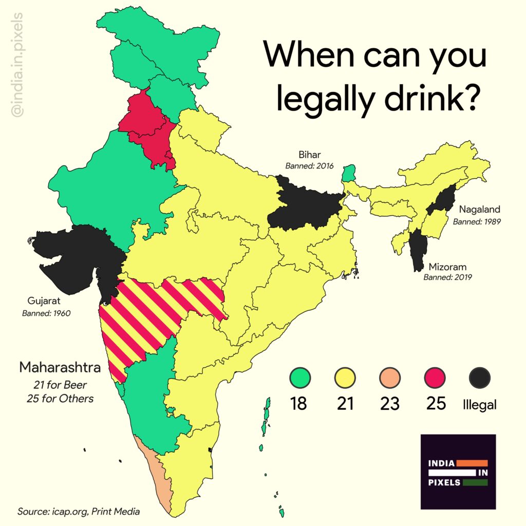 Legalidad del consumo de alcohol en India (2020)