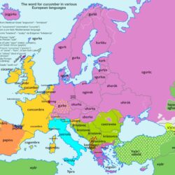 Mapa lingüístico del pepino en Europa (2013)