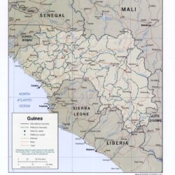 Mapa físico y político de Guinea (2002)