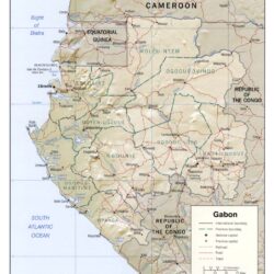 Mapa físico y político de Gabón (2002)