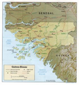 Mapa físico y político de Guinea-Bisáu (1993)
