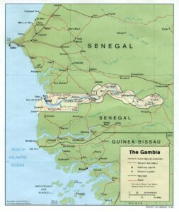 Mapa político de Gambia (1988)