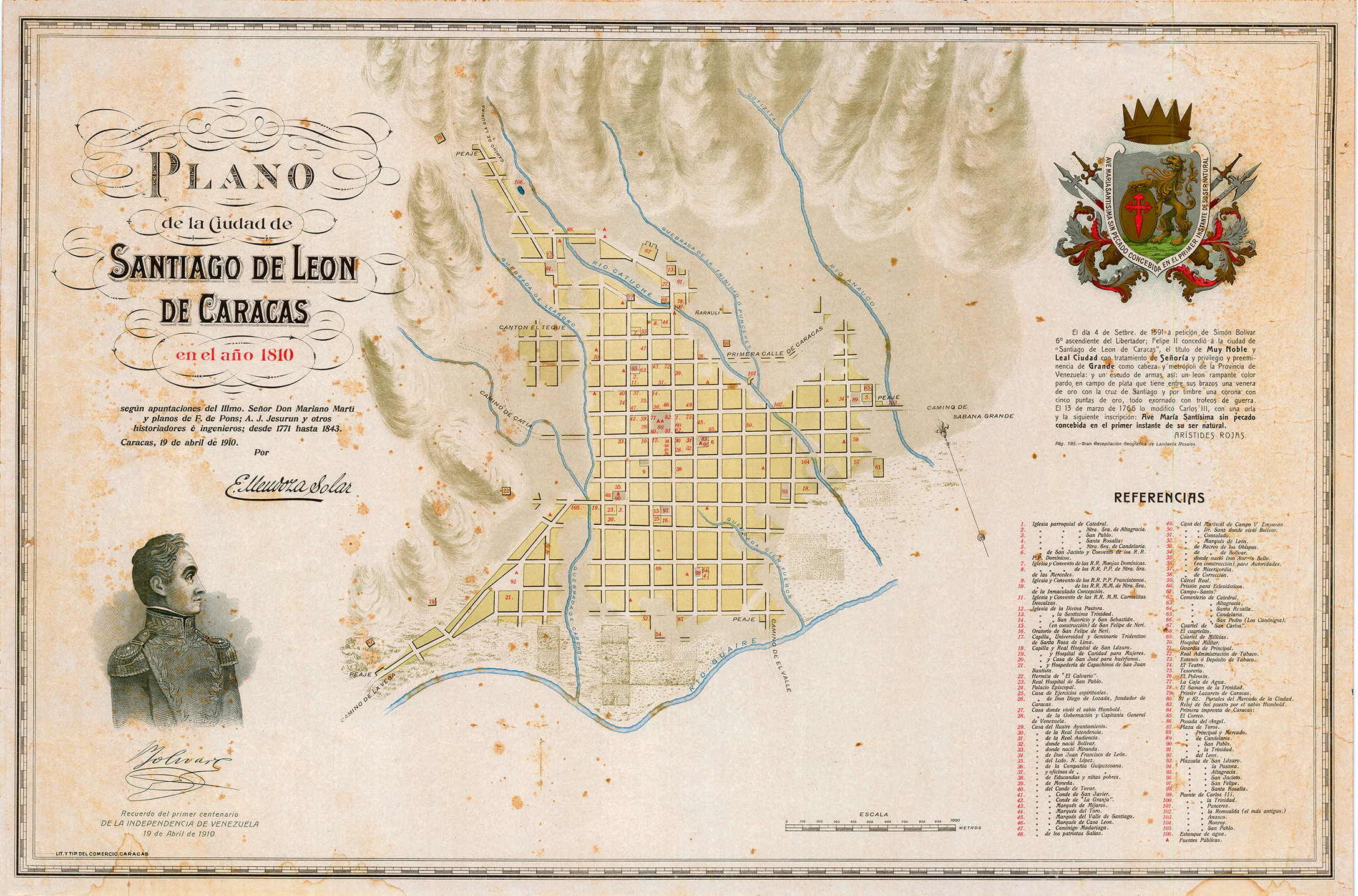 Plano de Santiago de León de Caracas (1810)