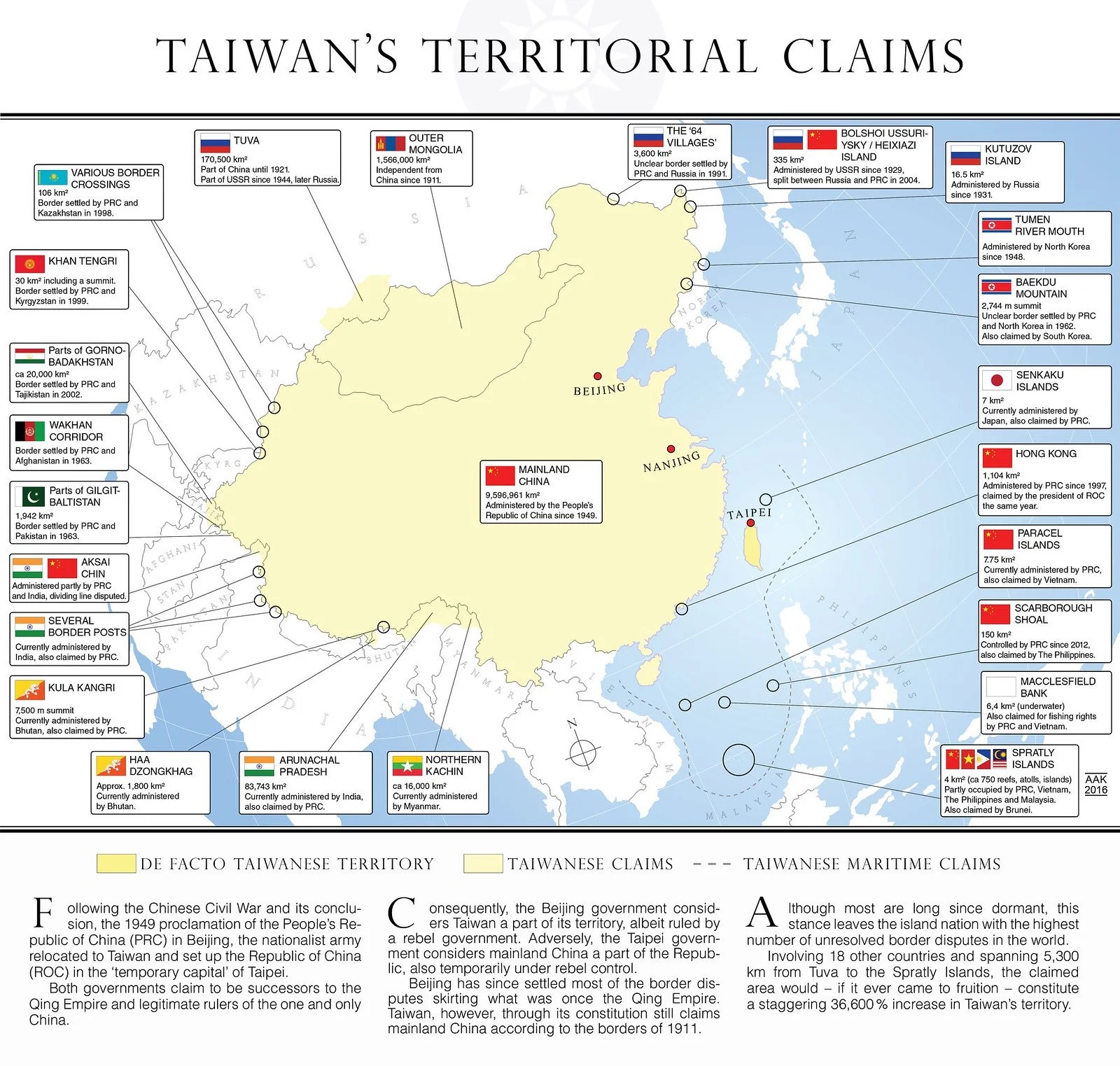 Los reclamos territoriales de Taiwán (2016)