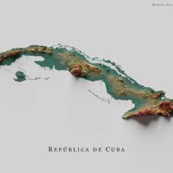 Mapa de relieve de Cuba, por Miguel Valenzuela (2022)